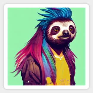 Sloth dressed as a punk rocker Sticker